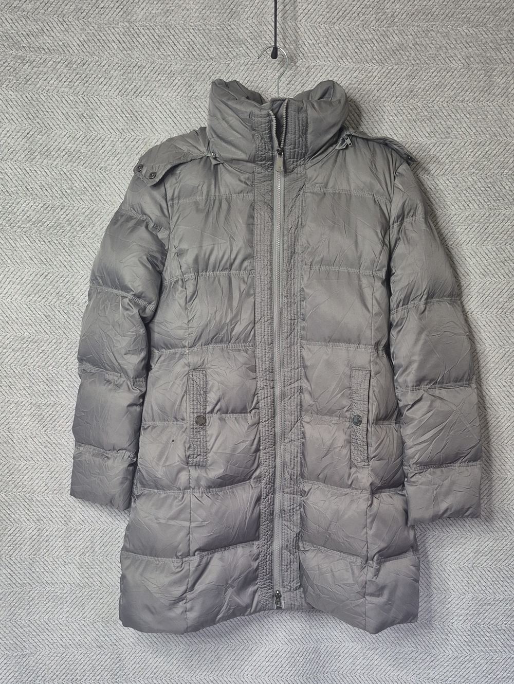 Kenneth Cole Reaction Women's Long Down Puffer Winter Coat Hooded Removable Sz L